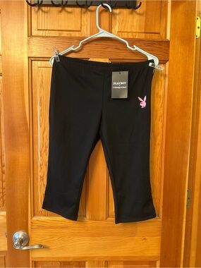 Black Capri Leggings with Playboy Bunny Logo